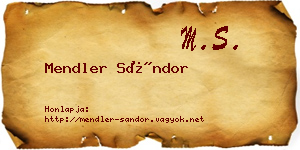 Mendler Sándor névjegykártya